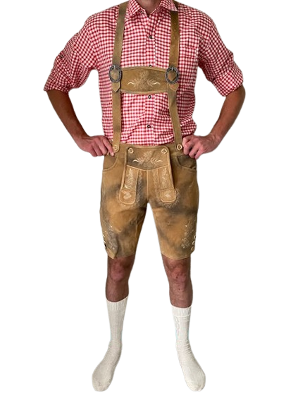 Lederhose kort mannen Nederland voorkant / Lederhosen / Lederhose / Lederhosen kopen / Lederhose oktoberfest / Lederhosen outfit / Oktoberfest lederhosen