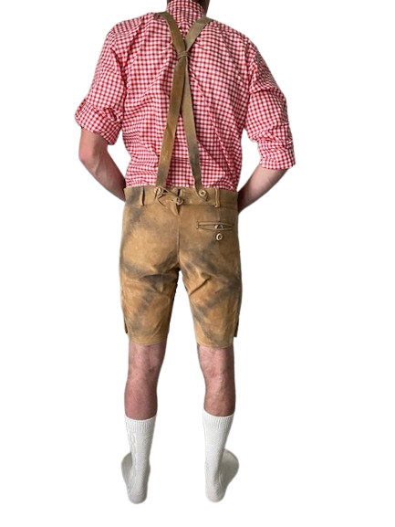 Lederhose kort mannen Nederland achterkant / Lederhosen / Lederhose / Lederhosen kopen / Lederhose oktoberfest / Lederhosen outfit / Oktoberfest lederhosen