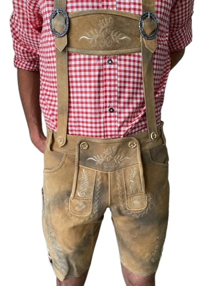 Lederhose kort mannen Nederland closeup / Lederhosen / Lederhose / Lederhosen kopen / Lederhose oktoberfest / Lederhosen outfit / Oktoberfest lederhosen