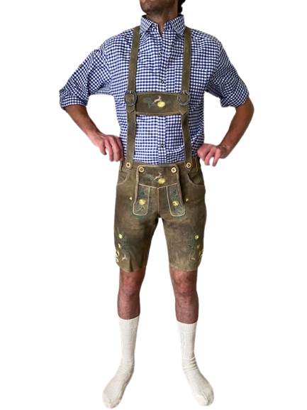 Lederhose kort bloemen mannen Nederland voorkant / Lederhosen / Lederhose / Lederhosen kopen / Lederhose oktoberfest / Lederhosen outfit / Oktoberfest lederhosen