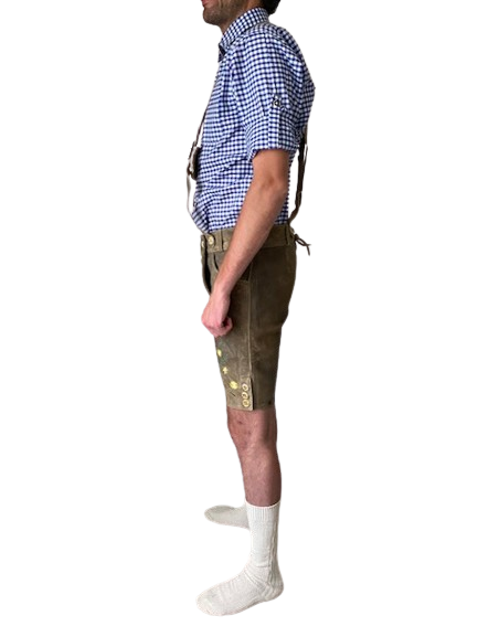 Lederhose kort bloemen mannen Nederland zijkant / Lederhosen / Lederhose / Lederhosen kopen / Lederhose oktoberfest / Lederhosen outfit / Oktoberfest lederhosen