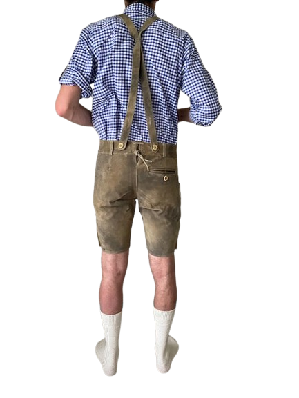 Lederhose kort bloemen mannen Nederland achterkant / Lederhosen / Lederhose / Lederhosen kopen / Lederhose oktoberfest / Lederhosen outfit / Oktoberfest lederhosen