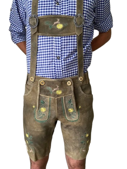 Lederhose kort bloemen mannen Nederland closeup / Lederhosen / Lederhose / Lederhosen kopen / Lederhose oktoberfest / Lederhosen outfit / Oktoberfest lederhosen